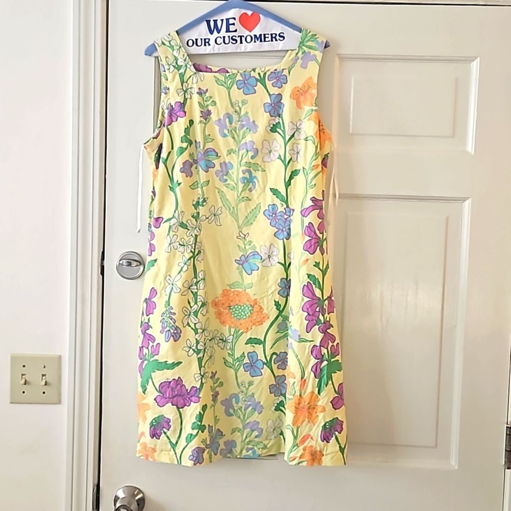 Nwot xl Lilly Pulitzer (original) lemon yellow cotton sundress w floral print
